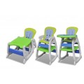 Baby high chair, 3 in 1 blue - green convertible