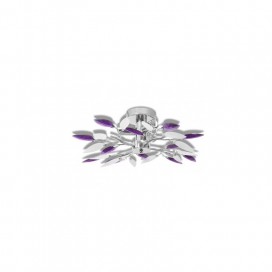 Ceiling lamp with acrylic sheets and white & lilac crystal, 3 E14