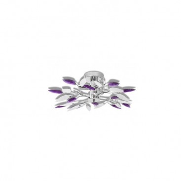 Ceiling lamp with acrylic sheets and white &amp; lilac crystal, 3 E14