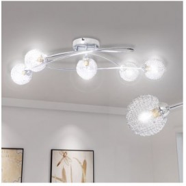 5 light wire mesh shaded ceiling lamp