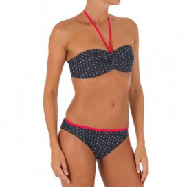 TRIBORD LAETI WOMEN'S BANDEAU SWIMSUIT TOP WITH FIXED PADDED CUPS - MOSAICA