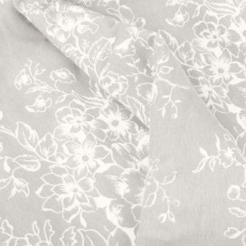 Pinzon Lightweight Cotton Flannel Duvet Cover - Full/Queen, Floral Grey