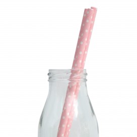 250 Light pink polka dots paper straws
