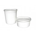 Plastic Disposable Sauce Pans -  Pans - 100 Pans + 100 Lids - Capacity 450ML