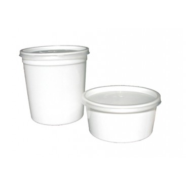 Plastic Disposable Sauce Pans - Pans - 100 Pans + 100 Lids - Capacity 1000ML