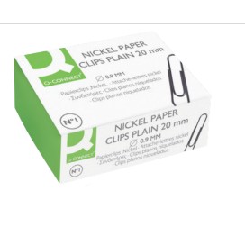 Paper Clips, Nickeled, 20mm - Round - Box of 1000
